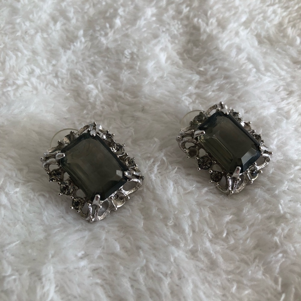 Vintage black crystal earrings